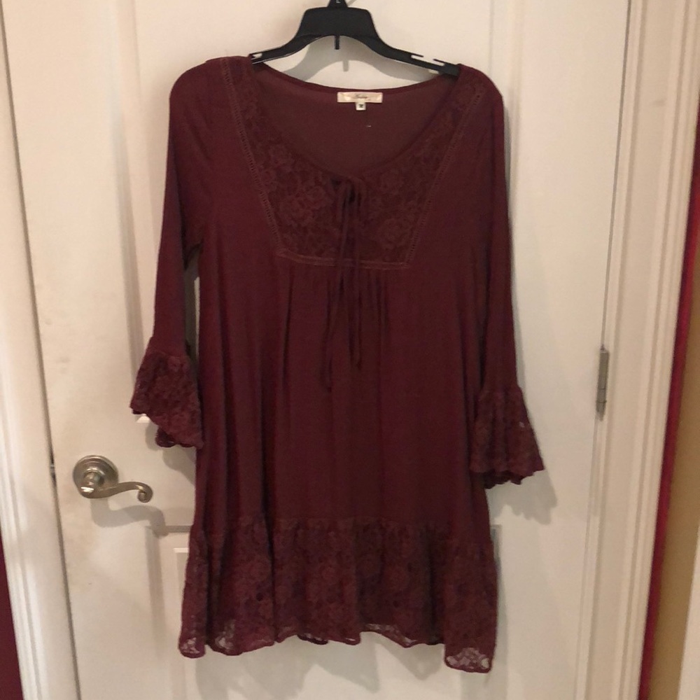Burgundy, long sleeve dress
